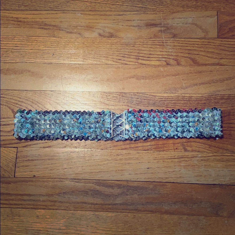 Silver sequin belt